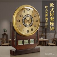 Đồng hồ để bàn gia đình vintage, lịch vạn niên, đồng hồ để bàn 2023, đồng hồ mới im lặng, sang trọng nhẹ nhàng, trang trí phong cách Trung Quốc mới WKAM