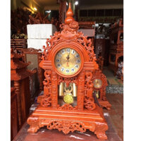 Đồng hồ để bàn kỳ lân gỗ Hương cao 76cm