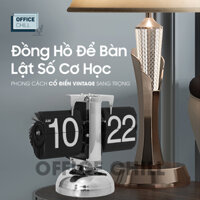 Đồng Hồ Để Bàn lật số cơ học Auto Flip Clock Retro Mac Setup Đồng hồ phong cách vintage cổ điển Sang Trọng chất liệu thép không gỉ - Bản Cao Cấp