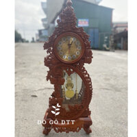 Đồng hồ để bàn quả đào, đồng hồ quả lắc mặt kính trang trí nhà cửa  gỗ hương