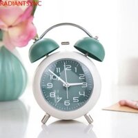 Đồng hồ để bàn RADIANTSYNC, Khung kim loại Đồng hồ báo thức chuông đôi chống dính im lặng, 4 Inch sáng tạo có đèn nền Phòng ngủ tròn Đồng hồ để bàn Học sinh Trẻ em