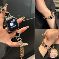 Đồng hồ đeo tay cỏ ba lá cho iWatch Series 10 9 8 7 6 5 SE 4 3 2 1 Ultra 2 Dây đeo kim loại Correa Band cho đồng hồ Kích thước 46mm 42mm 49mm 45mm 41mm 40mm 44mm 38mm 42mm Dây đeo cổ tay Accessorie