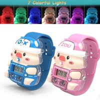 Đồng Hồ Đeo Tay Họa Tiết Heo Hoạt Hình 3D Phát Sáng Dành Cho Bé