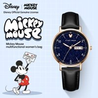 Đồng hồ đeo tay hợp thời trang Disney Disney Chính hãng Mickey Series Đồng hồ đeo tay hợp thời trang Phong trào thạch anh Dây da Đồng hồ nữ Đồng hồ sinh viên Đơn giản Phù hợp với mặt số bầu trời đầy sao Chống nước Lịch kép Quà tặng sinh nhật Quà tặng đổi