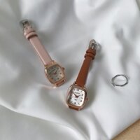 Đồng Hồ Đeo Tay Mặt Vuông Nhỏ Kiểu Retro Hàn Quốc Đơn Giản Cho Nữ Sinh