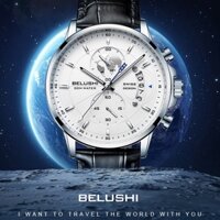 Đồng hồ đeo tay nam Belushi ARMANI cao cấp - Đồng hồ dây da mặt tròn sang trọng lịch lãm