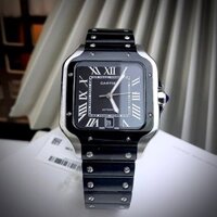 Đồng hồ đeo tay nam mặt vuông dây kim loại máy pin C@RTlER SANTOS size 38x38mm fullbox , vỏ thép không gỉ , shop kiwi