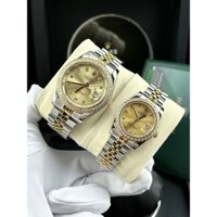 Đồng hồ đeo tay nam nữ, đồng hồ cặp đôi Rolex máy cơ Automatic size nữ 32mm, nam 41mm, kính Saphire, viền kim cương