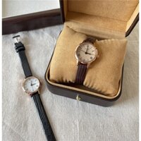 Đồng hồ đeo tay nữ BARSH dây da mặt tròn vintage phong cách Hàn Quốc