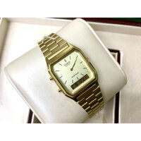 Đồng Hồ Điện Tử Casio WATCHSTORE AQ-230GA-9DMQ Unisex Thiết Kế Mặt Kính Nhựa 29.8mm, Dây Đeo Kim Loại, Vỏ Thép Không Gỉ