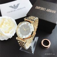 Đồng hồ điện tử Giorgio Armani nữ/nam, đồng hồ quartz kim cương cổ điển, đồng hồ đeo tay vàng