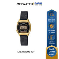 Đồng Hồ Điện Tử Nữ Casio MEIWATCH LA670WEMB-1DF Thiết Kế Mặt Vuông 24.6 mm, Dây Đeo Bằng Thép Không Gỉ Sang Trọng