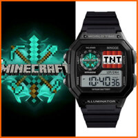 Đồng hồ điện tử thể thao sinh viên Minecraft MC Chống nước im lặng với đồng hồ báo thức Đèn ngủ Chronograph