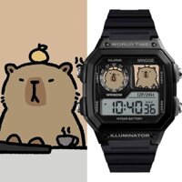 Đồng hồ điện tử thể thao trẻ em Capybara - Báo thức, đèn LED ban đêm, hiển thị giờ và ngày tháng