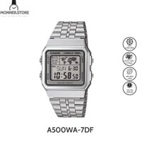 Đồng Hồ Điện Tử Unisex Casio MONNERSTORE A500WA-7DF Thiết Kế Mặt Kính Chữ Nhật 34mm, Dây Đeo Kim Loại Và Vỏ Nhựa