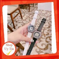 Đồng hồ DIMINI dây da mềm thiết kế đính đá kim cương nhân tạo sang trọng đeo cực sáng tay và nổi bật