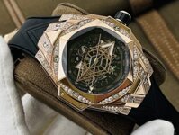 ĐỒNG HỒ ĐÍNH ĐÁ CƠ NAM HUBLOT BIG BANG SANG BLEU ll CHRONOGRAPH KING GOLD REP 1:1 45MM