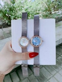 Đồng hồ Dior Satine nữ mặt tròn đính đá dây thép lụa mềm 30mm