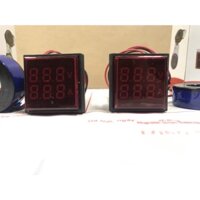 Đồng Hồ Đo 2 trong 1 Volt kế & ampe kế kỹ thuật số AC 50-500V 0-100A 22mm có đèn LED- Màu đỏ