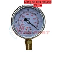 Đồng hồ đo áp suất có dầu, áp kế hiệu Satora Holland mặt 63mm chân đứng 13mm