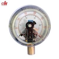 Đồng hồ đo áp suất khí nén 3 kim YAMAKI chân đứng mặt 100 ren 21mm - áp kế y100 3 kim