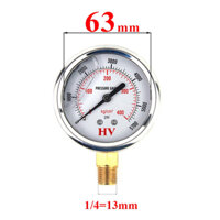 Đồng hồ đo áp suất,khí nén phi mặt 63 mm Hiệu HV có dầu