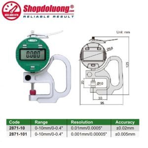 Đồng hồ đo độ dày vật liệu điện tử Insize 2871-101 (0-10mm / 0.001)