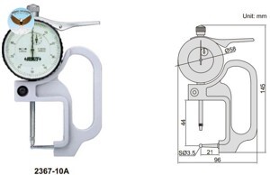 Đồng hồ đo độ dày vật liệu kiểu cơ INSIZE 2366-30