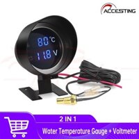 Đồng hồ đo nhiệt độ nước 2 trong 1 Vôn kế Led kỹ thuật số Nhiệt độ nước Khớp ống Cảm biến xe máy Cảm biến nhiệt độ ô tô