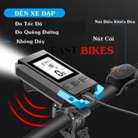 Đồng hồ đo tốc độ, quãng đường không dây kết hợp đèn xe đạp có còi, pin 4000 mah chống nước sạc USB