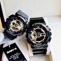 Đồng hồ đôi nam nữ dây nhựa Casio G Shock GA-110GB-1A và BA-110-1A