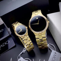 Đồng hồ đôi nam nữ dây thép đeo tay chống nước cao cấp M0vado vàng size 41mm & 26mm fullbox