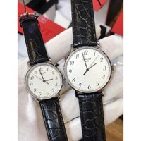 Đồng hồ đôi Tissot T109.410.16.032.00 VÀ T109.210.16.032.00 (Mặt trắng,Vỏ trắng, Dây da cá sấu vằn đen )