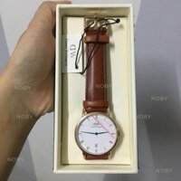 Đồng hồ d,/.W da.pper kim xanh dây da nâu trơn nam nữ đủ size