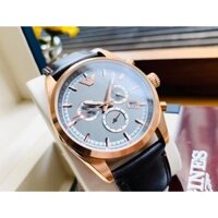 Đồng Hồ Emporio Armani Chính Hãng Nam AR6005 Sportivo Chronograph Gunmetal Dial Brown Leather Strap Men’s Watch