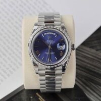 Đồng hồ Fake 11 Day-Date mặt xanh blue đính đá baguette nhà máy EW 40mm