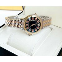 Đồng Hồ Fendiii Crazy Carats Mặt Tròn Đen Đá Xoay 7 Màu Máy Thuy Quartz (Pin) Dây Demi Vàng Gold Siz 32mm