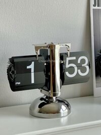 Đồng hồ Flip Clock Đen Bạc
