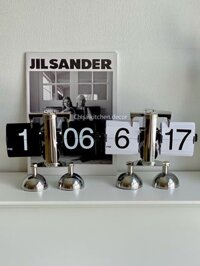 Đồng hồ Flip clock hai chân Trắng