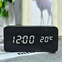 Đồng Hồ Gỗ Để Bàn Đèn LED Siêu Đẹp - Báo Thức/ Nhiệt Độ Phòng/ Cảm Ứng Âm Thanh