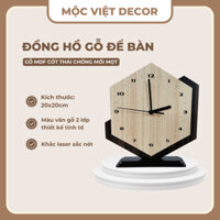 Đồng hồ gỗ để bàn Mộc Việt Decor - Đồng hồ để bàn kim trôi kích thước 20x20cm