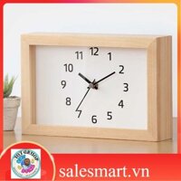 Đồng hồ gỗ để bàn phong cách retro màu gõ tự nhiên