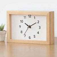 Đồng hồ gỗ để bàn phong cách retro màu gõ tự nhiên