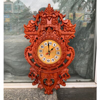 Đồng hồ gỗ hương đỏ nam phi treo tường mẫu Hoàng Kim LIỀN KHỐI vip + tặng pin(BH 2 NĂM)