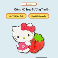 Đồng Hồ Gỗ Treo Tường Trẻ Em GoldCat, Hoạ Tiết Ngộ Nghĩnh Dercor Phòng, Làm Quà Tặng Cho Bé, Kèm Pin và Đinh Treo