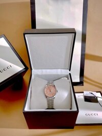 Đồng hồ Gucci nữ dây kim loại mặt hồng cá tính Like Auth 29mm