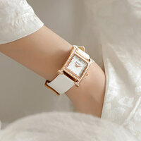 Đồng hồ Guou nữ dây da mặt vuông đính đá trắng sang chảnh ĐHĐ35804