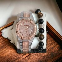 Đồng Hồ Hanboro Nam Đính Full Đá Rose Silver 44mm