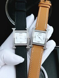 Đồng hồ Hermes nữ mặt vuông dây da Hermes Heure H Doble Jeu 26mm