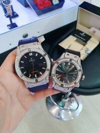 Đồng hồ Hublot cặp nam nữ đính đá Hublot Automatic Super Fake màu đen 34/42mm